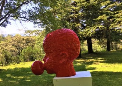 Provence Wine Tours - Château Vignelaure, a contemporary sculpture of a red head.