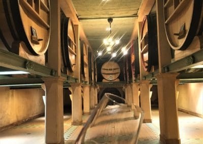 Provence Wine Tours - At Bandol, a glass of red wine in the cellar of a winery