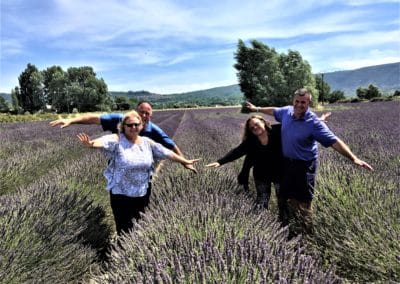 Provence Wine Tour - A group on a wine tour in Provence, inside a lavender field